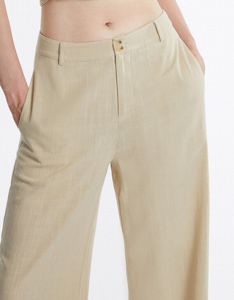 Urban Revivo Straight Fit Women's Pants Yellow | TSR88100JR