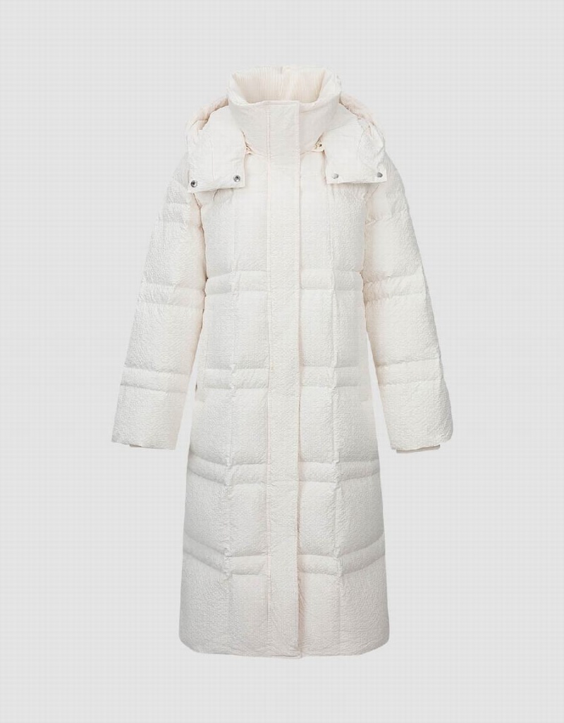 Urban Revivo Straight Hooded Women's Puffer Jacket Pink White | RYG7222VH