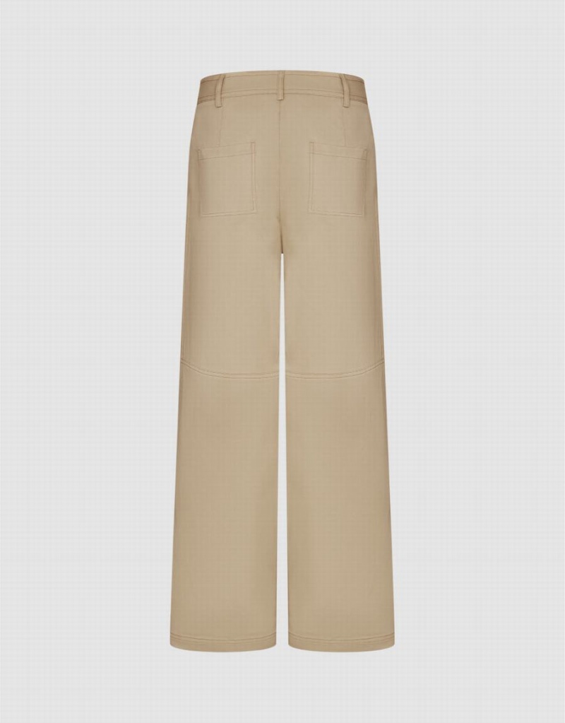 Urban Revivo Straight Leg Cargo Women's Pants Khaki | QGI3698EL