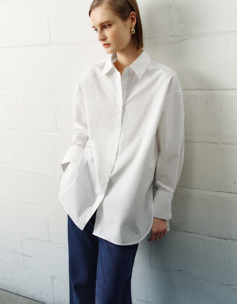 Urban Revivo Straight Loose Women's Shirts White | MLL6536IS