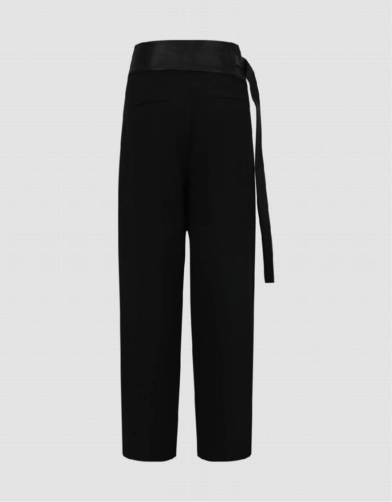 Urban Revivo Straight With Belt Women's Pants Black | EIK2162LY