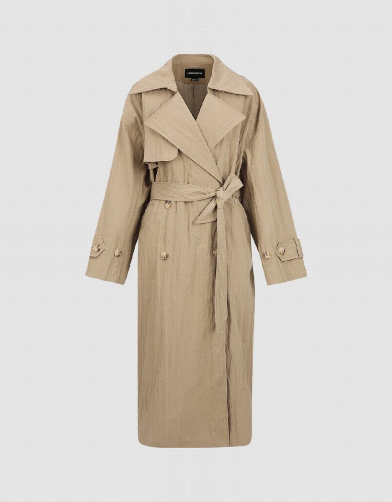 Urban Revivo Straight With Belt Women's Trench Coat Khaki | XUH8159NU