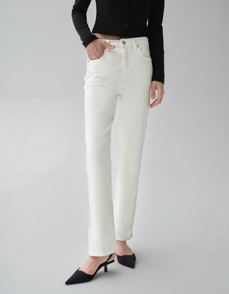 Urban Revivo Straight Women's Jeans White | UEW4718UQ