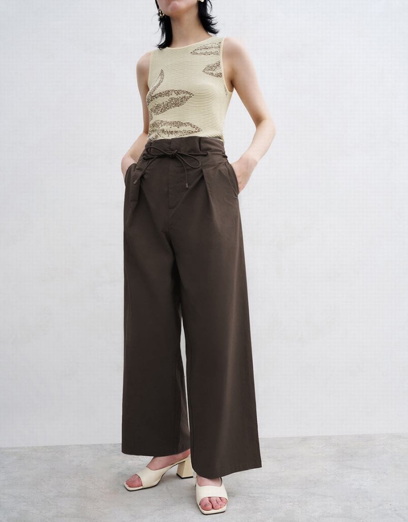 Urban Revivo Straight Women's Pants Brown | RST4994US