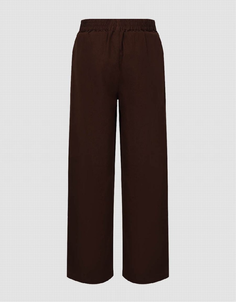 Urban Revivo Straight Women's Pants Dark Brown | PNP1748IM