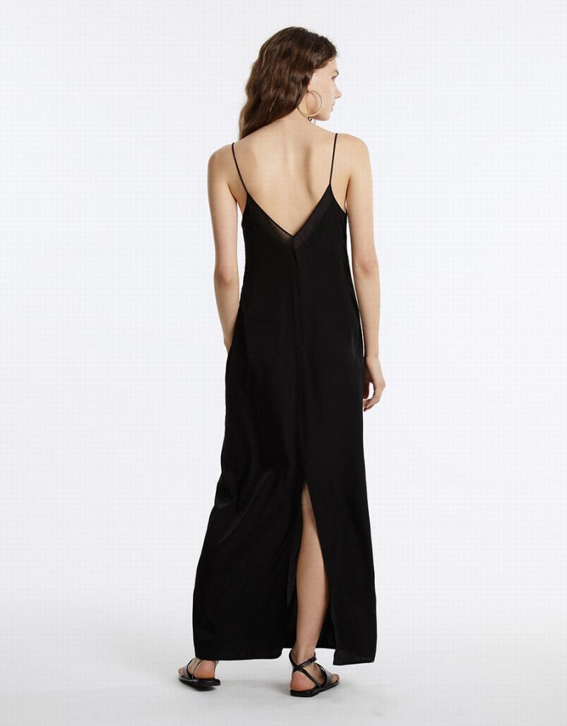 Urban Revivo Strappy Maxi Women's Dress Black | OFJ6041CT