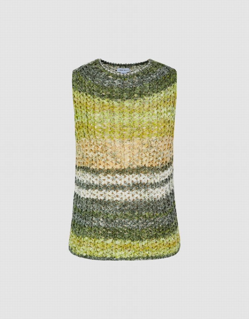 Urban Revivo Striped Crew Neck Knitted Women's Cardigan Green Multicolor | QST8285FC