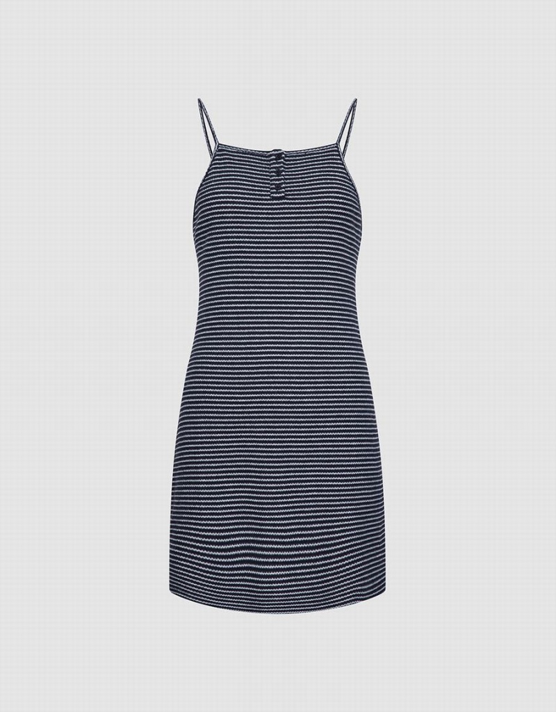 Urban Revivo Striped Knitted Cami Mini Women\'s Dress Grey | QXO8267PN