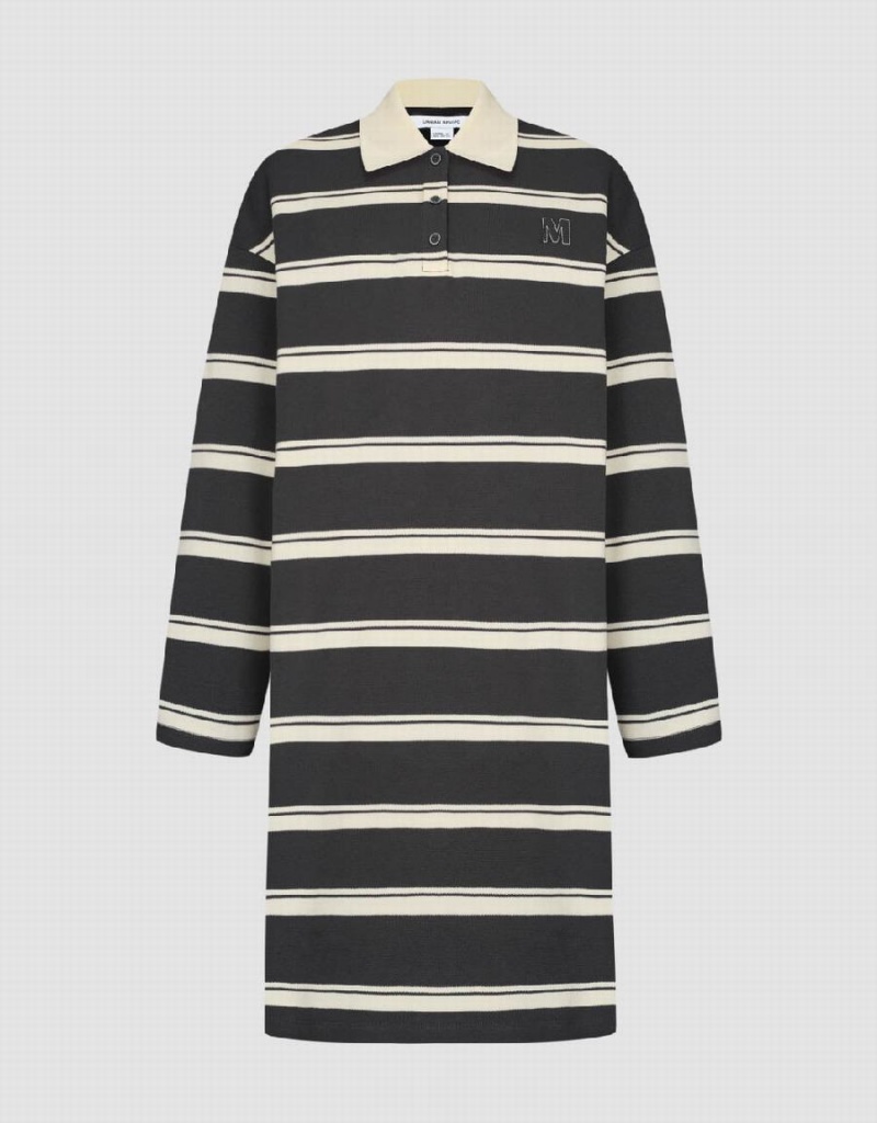 Urban Revivo Striped Skater Women's Dress Grey | CHP5653SH