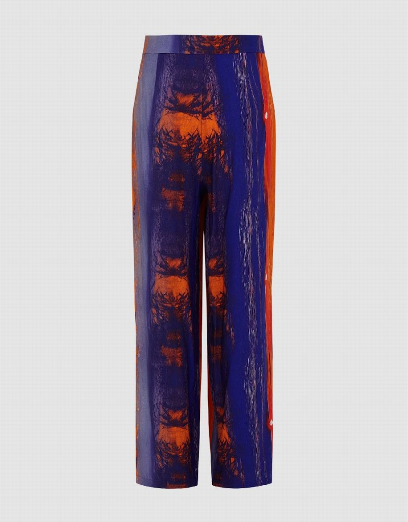 Urban Revivo Sunset Printed Wide-Leg Women's Pants Multicolor | UFC1359DR