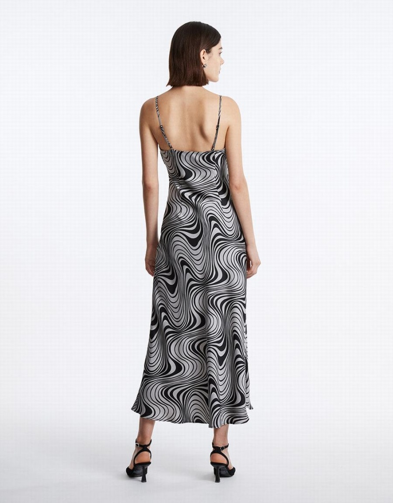 Urban Revivo Swirl Print Maxi Cami Women's Dress Grey | VIG9823JT