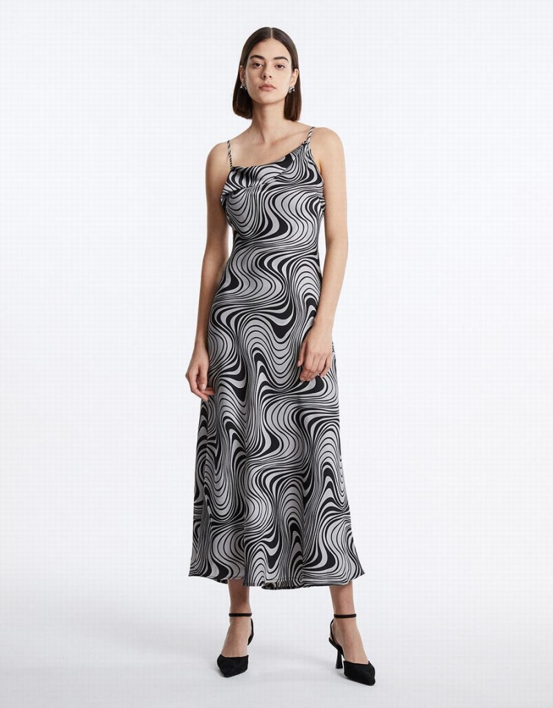 Urban Revivo Swirl Print Maxi Cami Women\'s Dress Grey | VIG9823JT