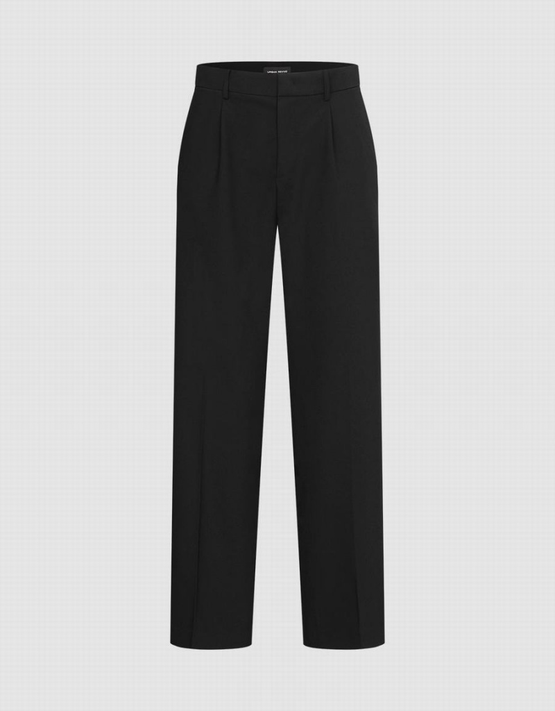 Urban Revivo Tailored Carrot Fit Men's Pants Black | PDT6795RP