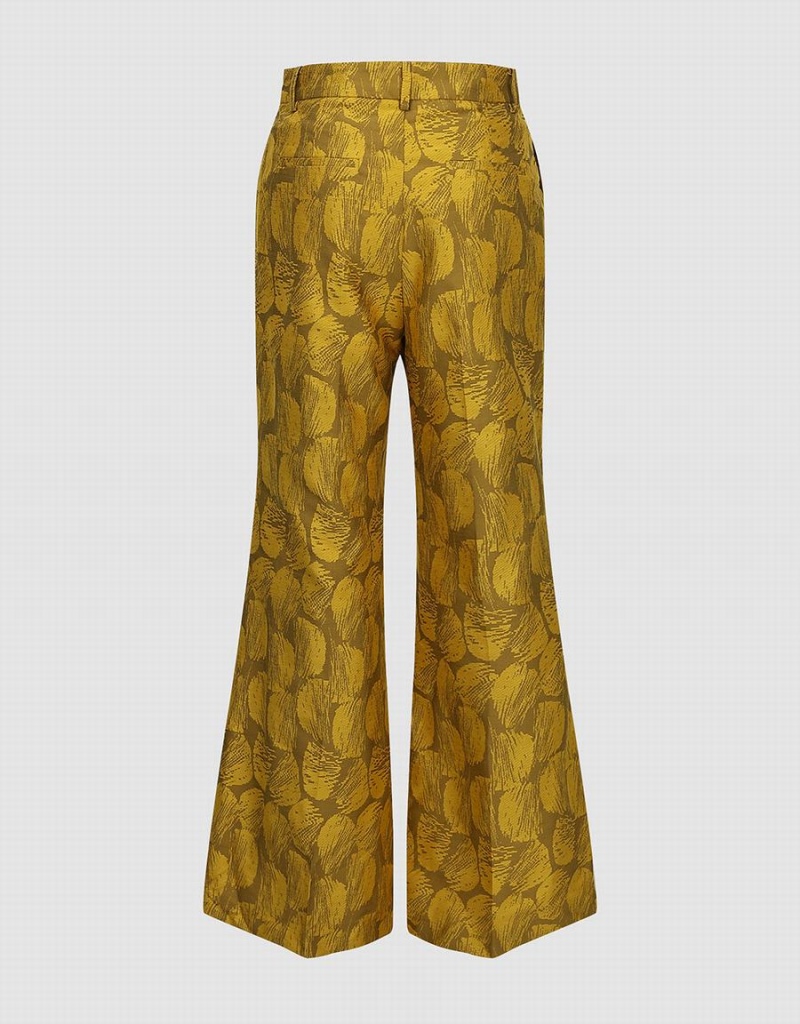 Urban Revivo Tailored Printed Flare Women's Pants Orange | GUL5520JH