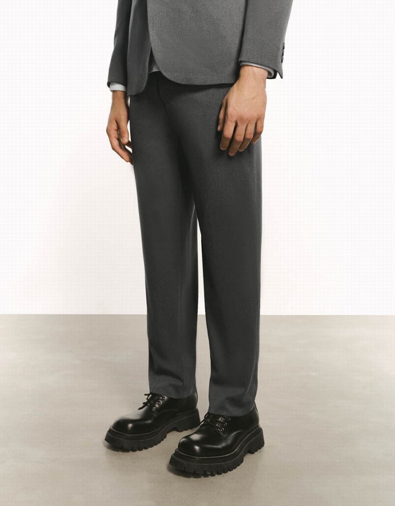 Urban Revivo Tailored Straight Men's Pants Dark Grey | GJZ8659SZ