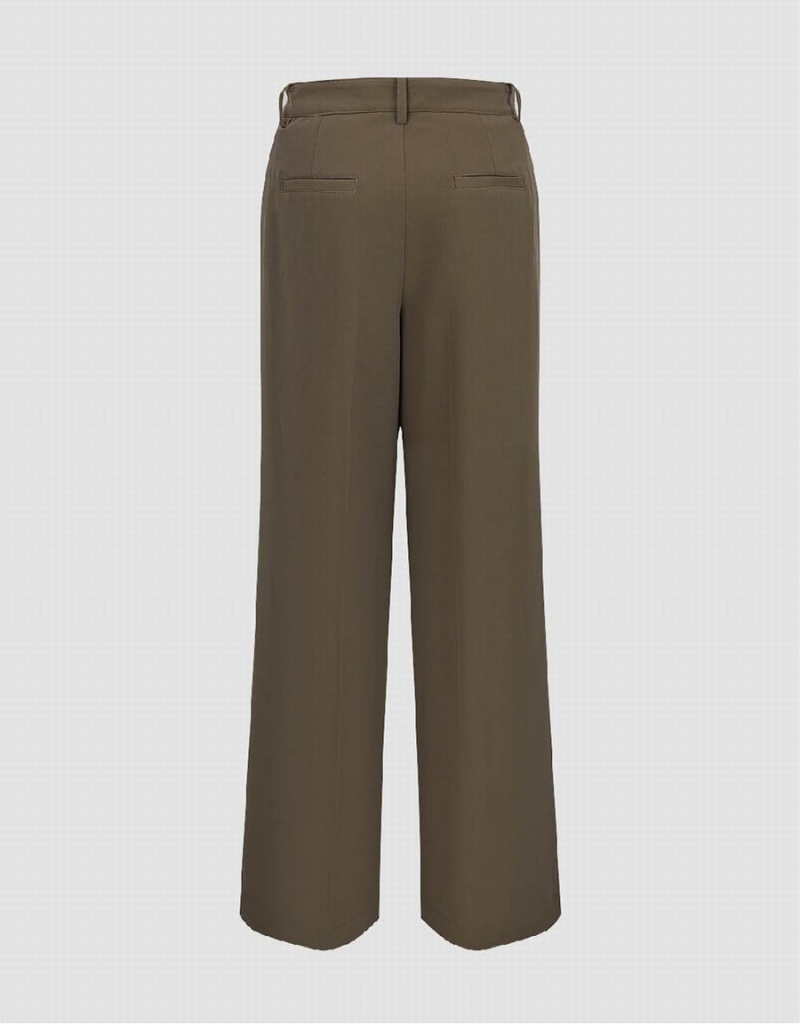 Urban Revivo Tailored Wide-Leg Women's Pants Khaki | FAW8988WS