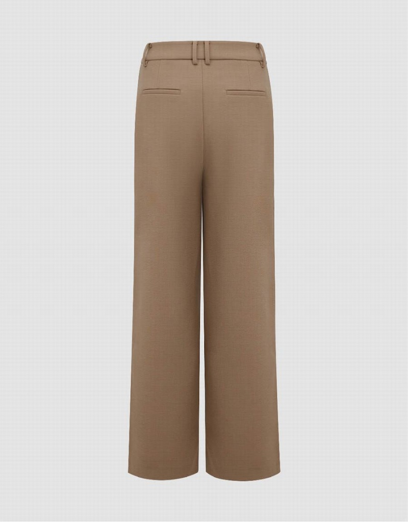 Urban Revivo Tailored Wide-Leg Women's Pants Light Khaki | AJG7534RY