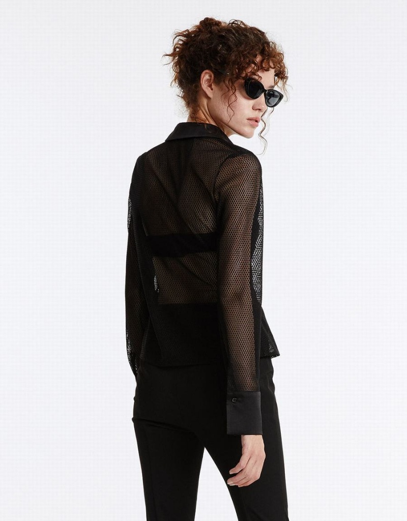 Urban Revivo Textured Button Up Women's Shirts Black | VZM5421VG