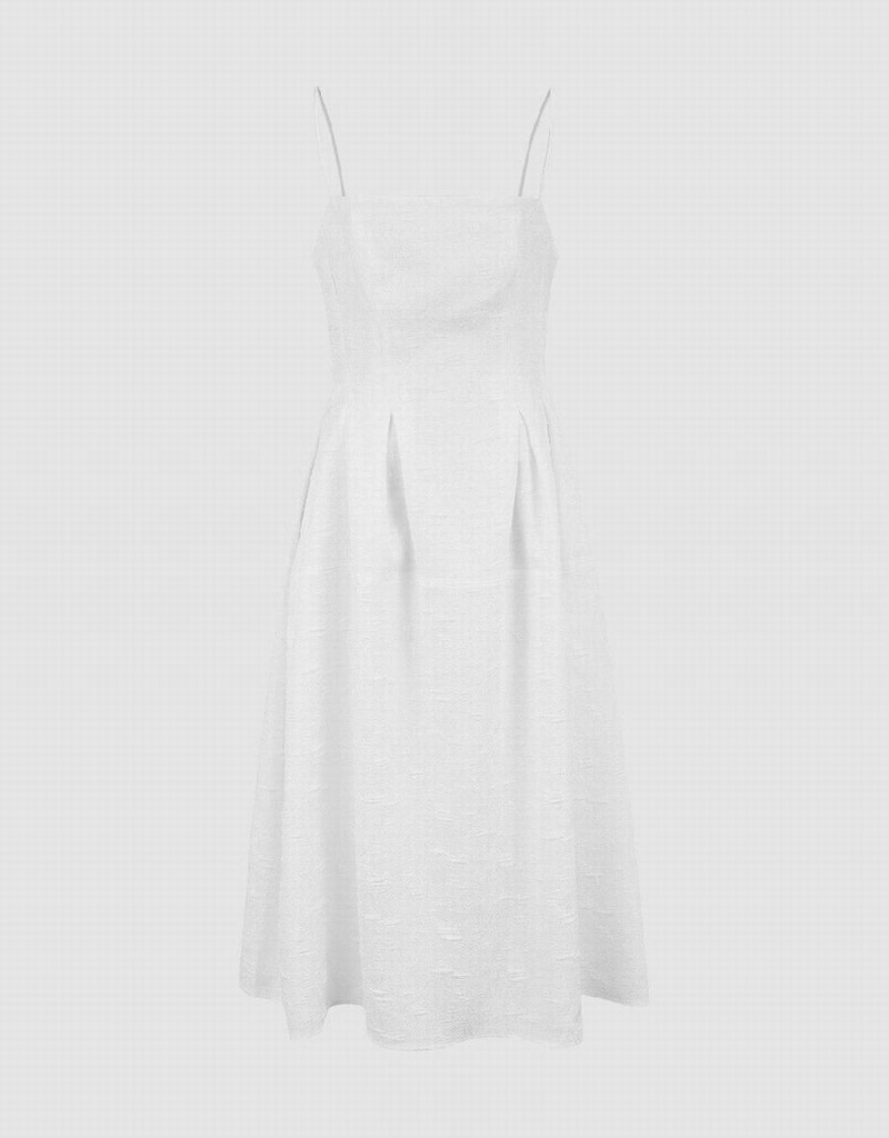 Urban Revivo Textured Cami A-Line Women's Dress White | ZRQ2947XM