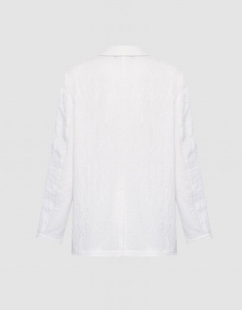 Urban Revivo Textured Single Breasted Women's Blazers White | TLP6138RB