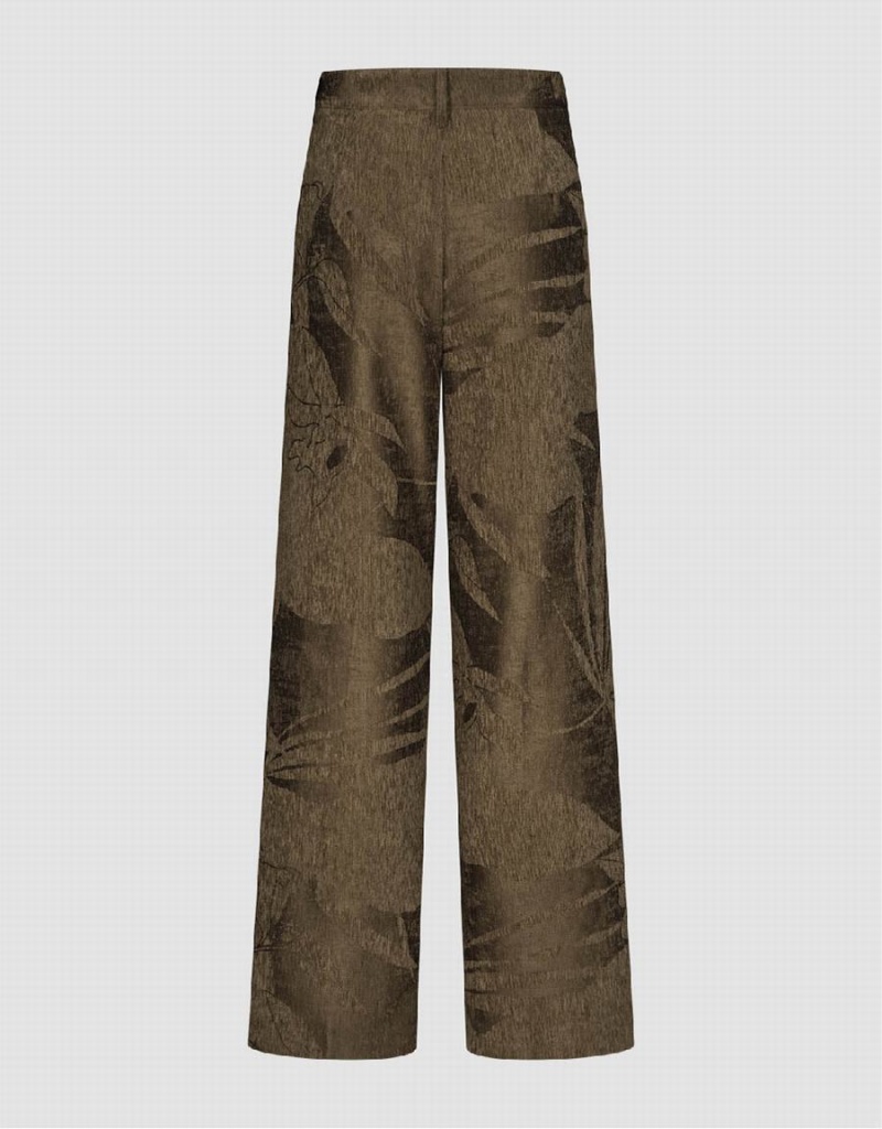 Urban Revivo Textured Wide-Leg Women's Pants Brown | MGN4370JO