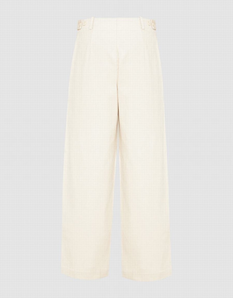 Urban Revivo Textured Wide-Leg Women's Pants White | DGZ458FR