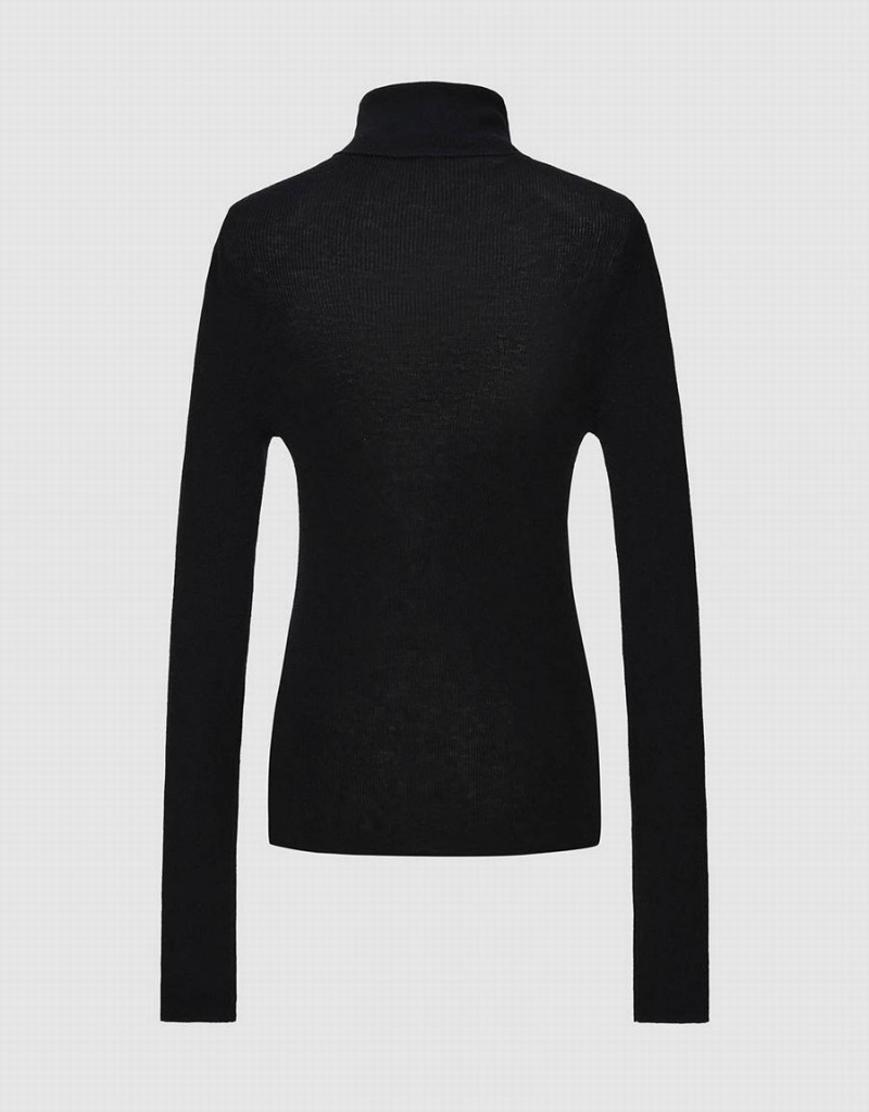 Urban Revivo Turtle Neck Knitted Women's Cardigan Black | DNF339OV