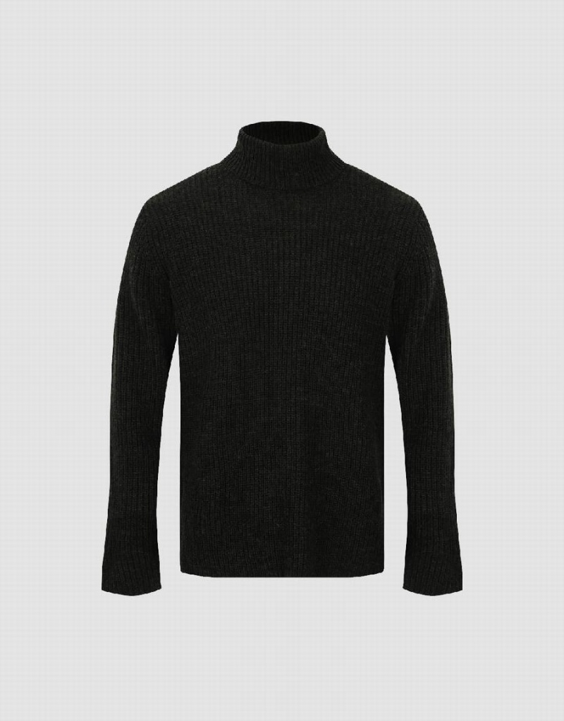 Urban Revivo Turtle Neck Straight Men's Sweaters Green | YDR10022CI