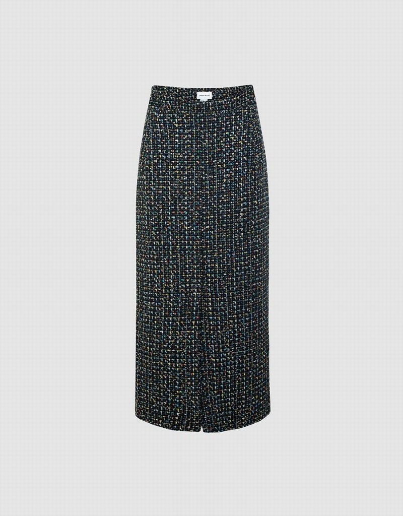 Urban Revivo Tweed Midi Women\'s Skirts Black Multicolor | ICW8414QX