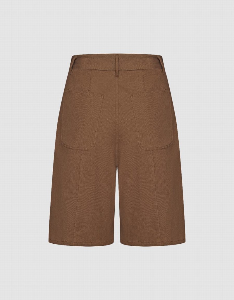 Urban Revivo Urban Regular Women's Shorts Brown | ICH915IF