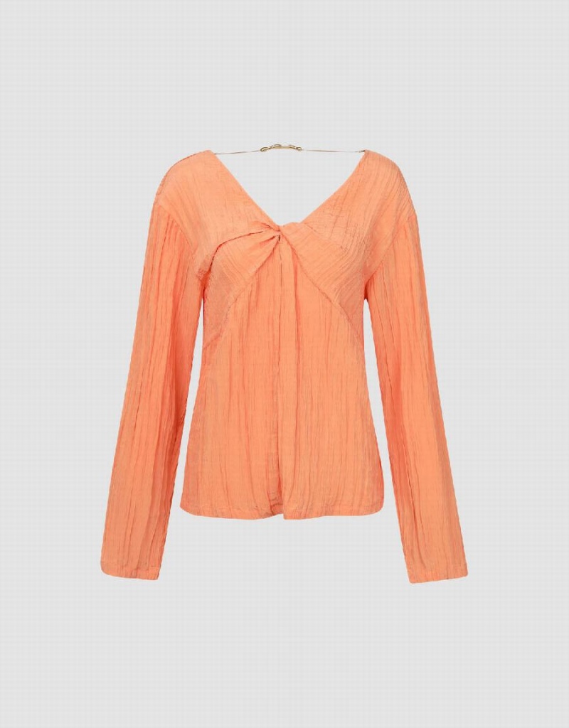 Urban Revivo V-Neck Overhead Women's Blouse Orange | AQG846AQ