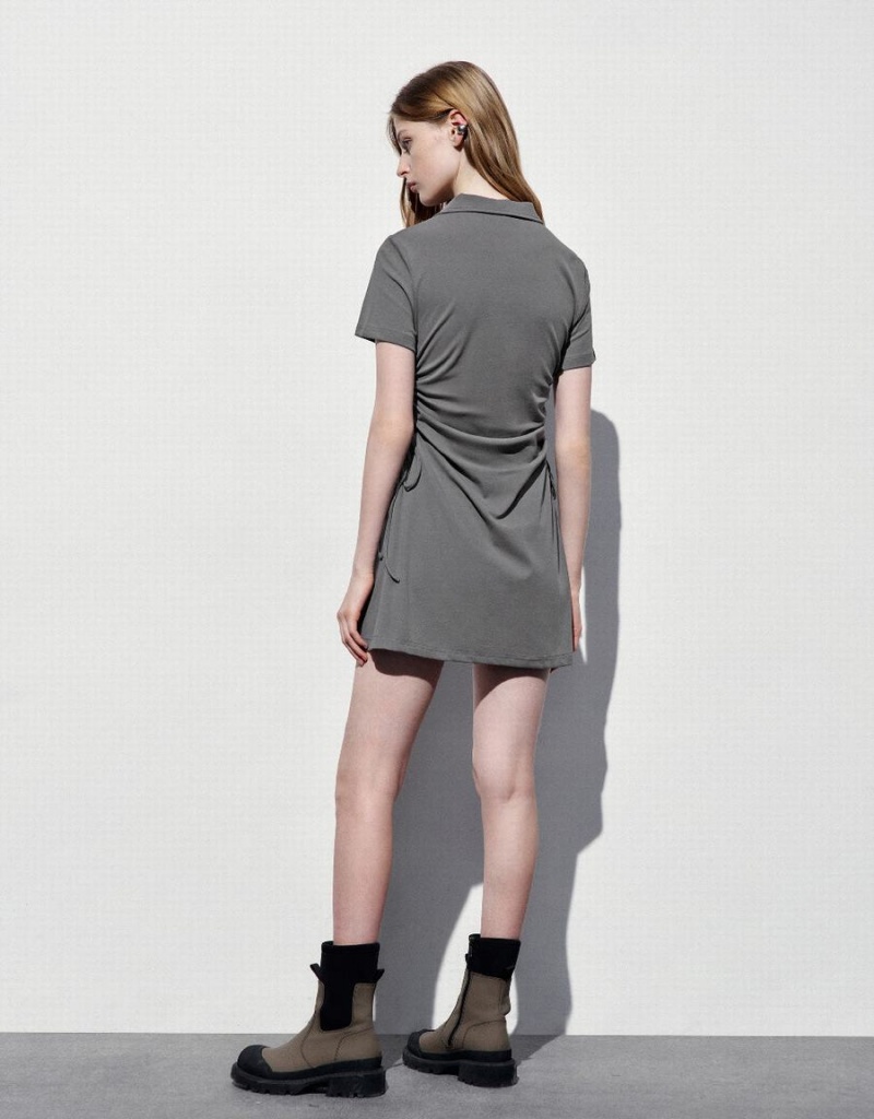 Urban Revivo V-Neck Skater Women's Dress Grey | SMR321FE