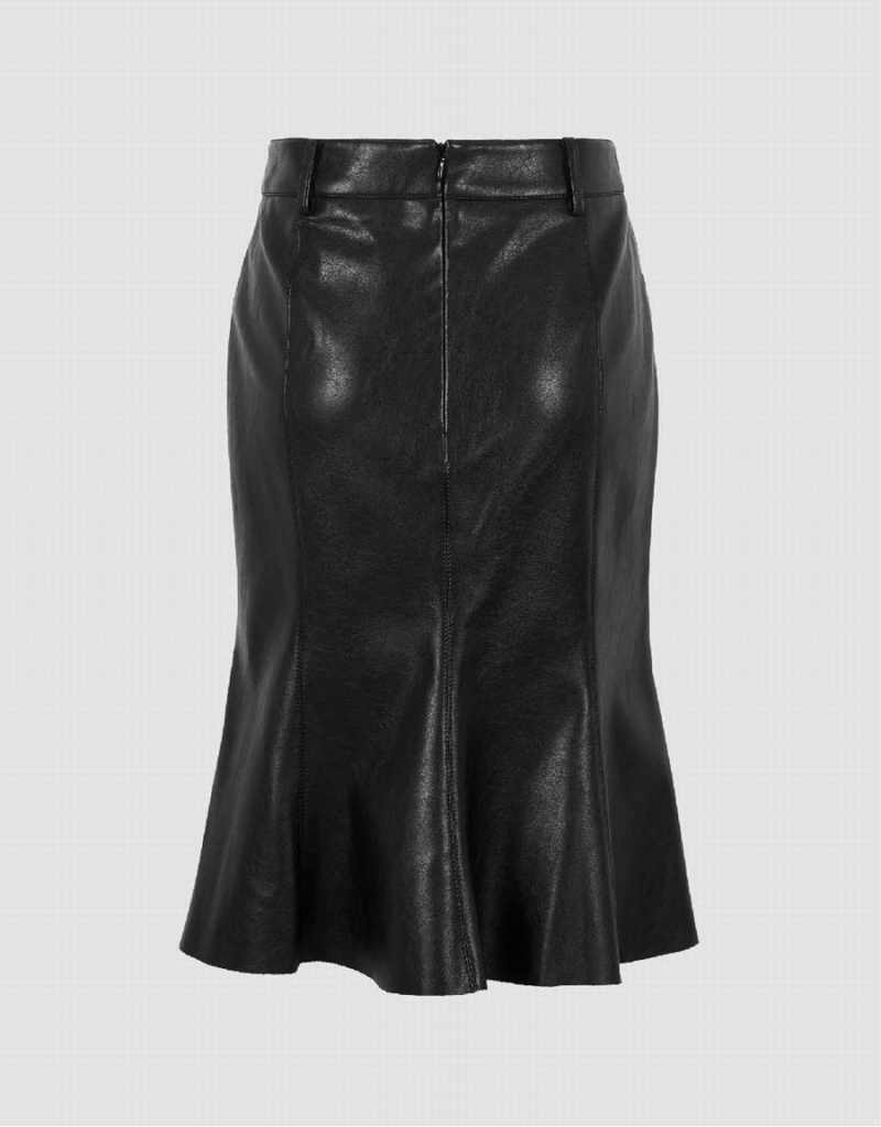 Urban Revivo Vegan Leather Mini Fishtail Women's Skirts Black | LZG588FE