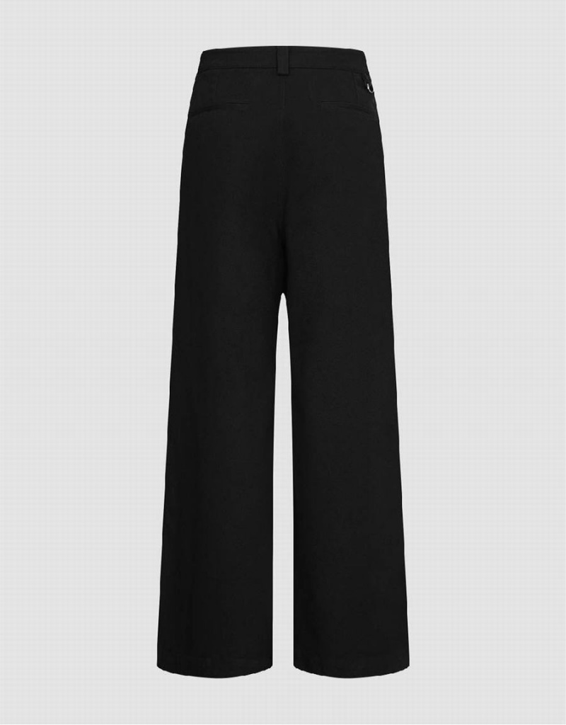 Urban Revivo Wide-Leg Men's Pants Black | DTH1716AW