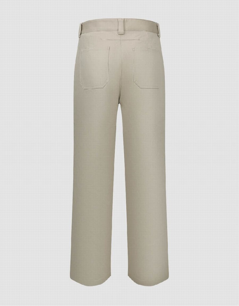 Urban Revivo Wide-Leg Men's Pants Light Khaki | UDV3344PV