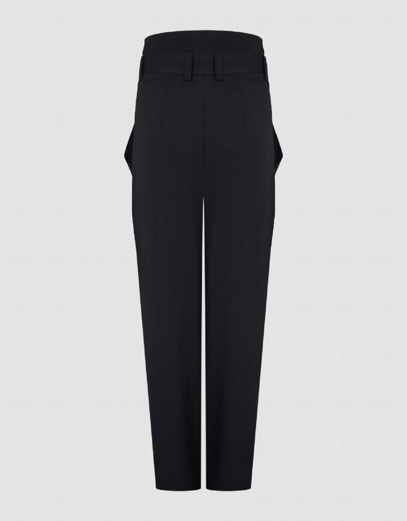 Urban Revivo Wide-Leg With Belt Women's Pants Black | PPA8988BJ