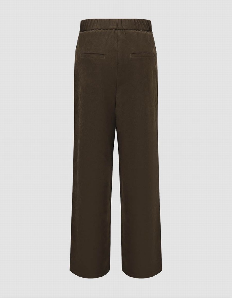 Urban Revivo Wide-Leg Women's Pants Brown | WSJ3761YL