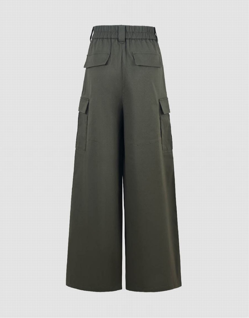 Urban Revivo Wide-Leg Women's Pants Green | BFU7895ID