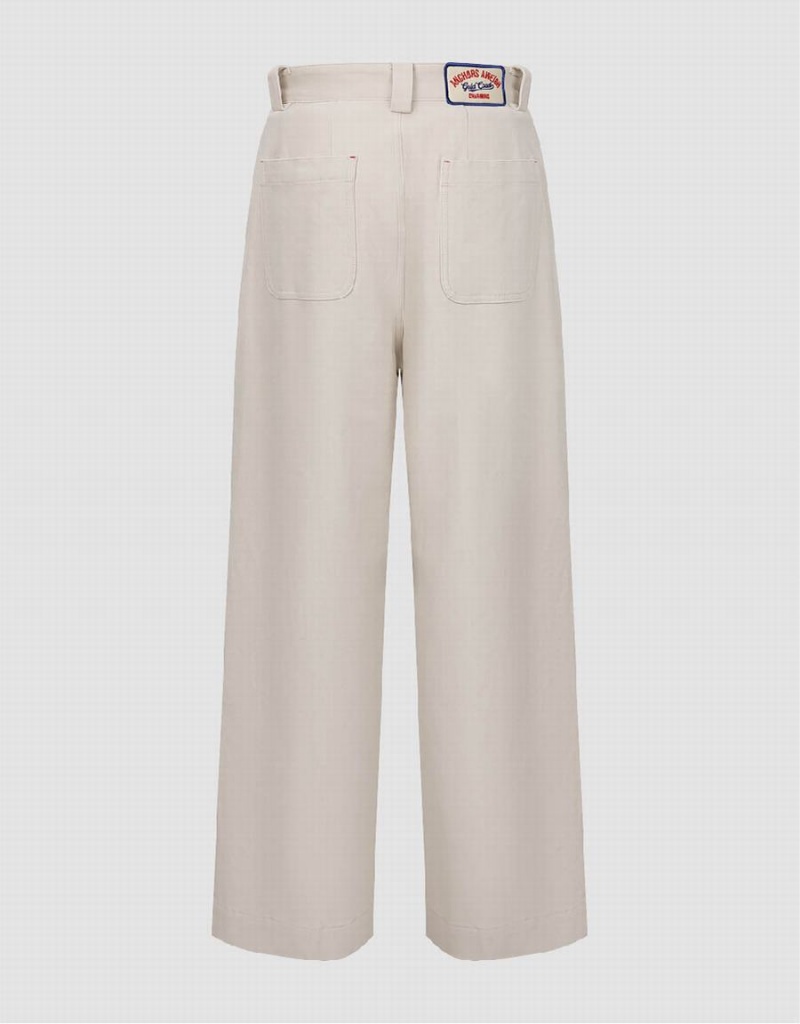 Urban Revivo Wide-Leg Women's Pants White | YAK2947RF